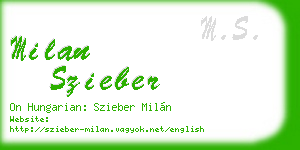 milan szieber business card
