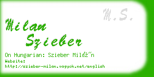 milan szieber business card